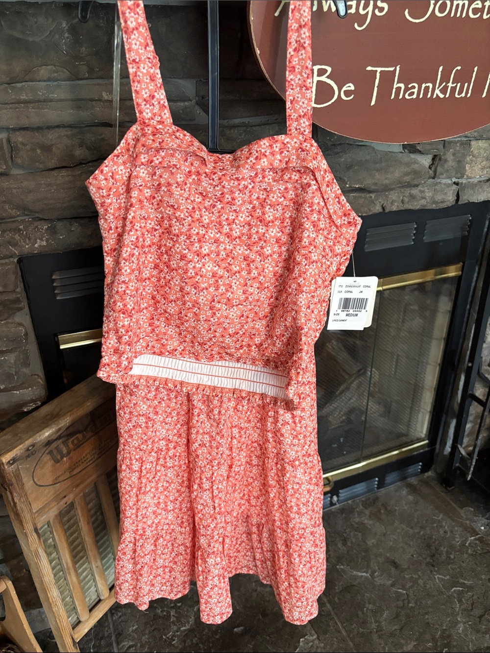 Coral Floral Two-Piece Sundress Set